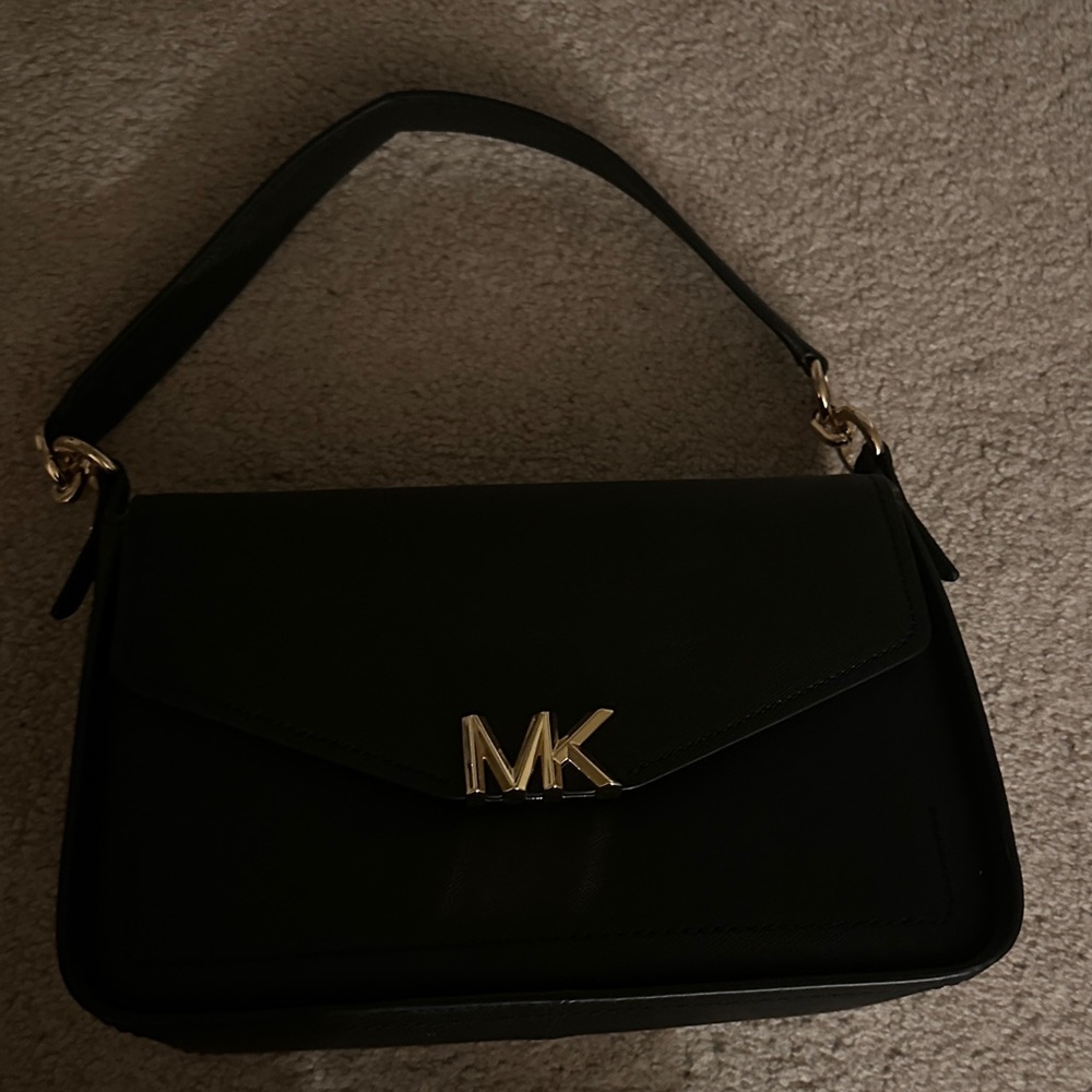 Michael Kors Black Shoulder Bag with Gold Logo
